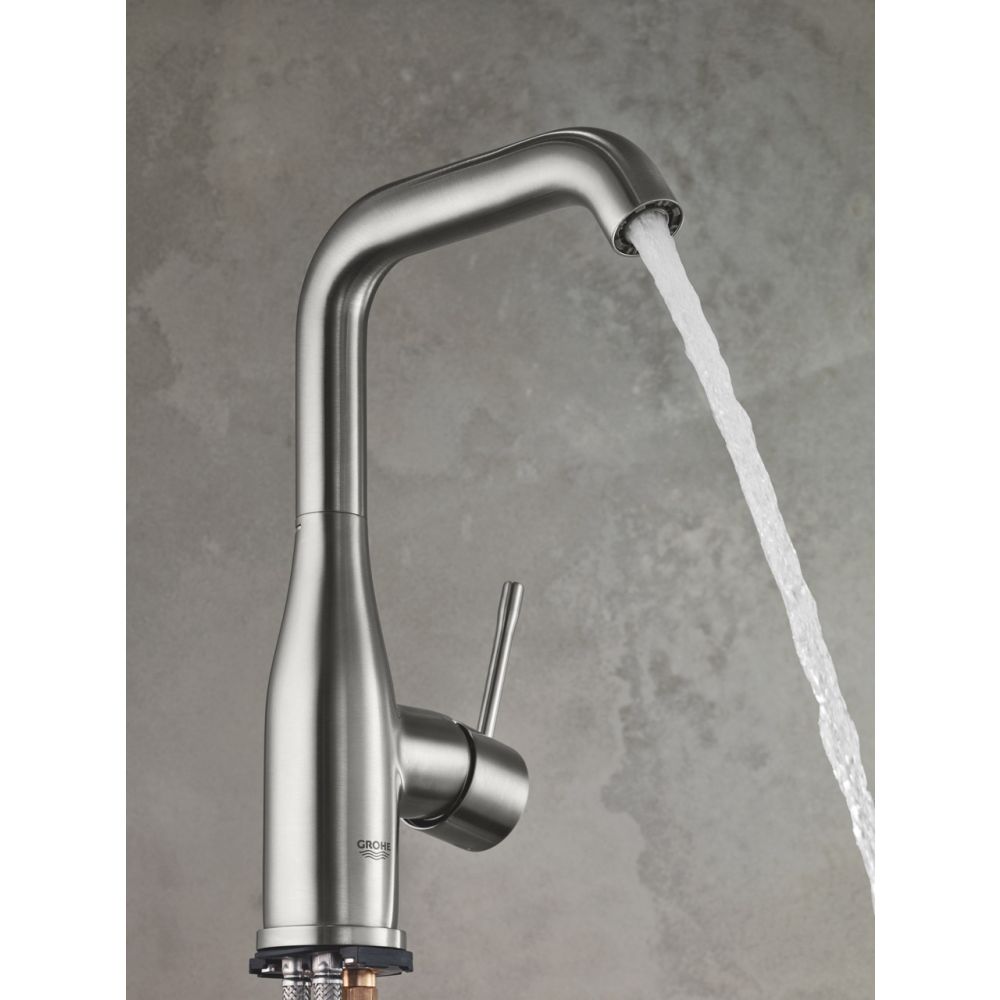 Смеситель для раковины GROHE Essence с донным клапаном, L-Size, суперсталь (32628DC1)