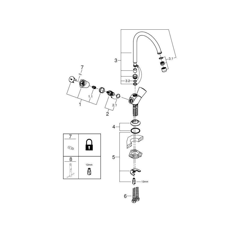 Смеситель для кухни GROHE Costa S, хром (31819001)