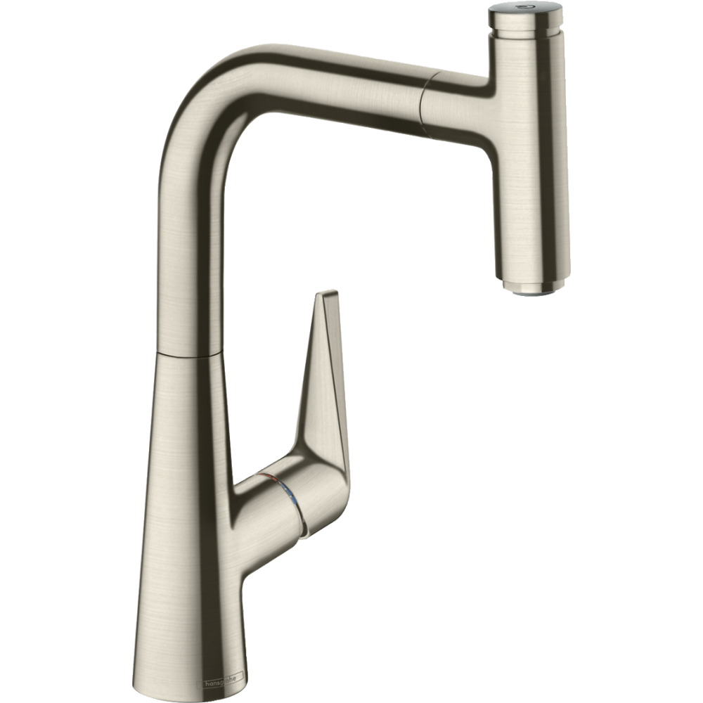 Смеситель для кухонной мойки hansgrohe Talis Select M51 220, с вытяжным изливом 1jet, sBox 73852800, под сталь