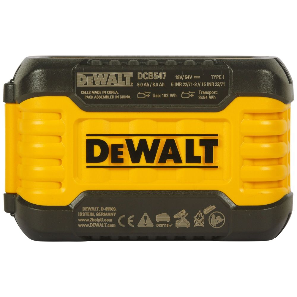 Аккумулятор DEWALT FLEXVOLT DCB547, Li-Ion, 18/54 В, 9/3 Ач (DCB547-XJ)