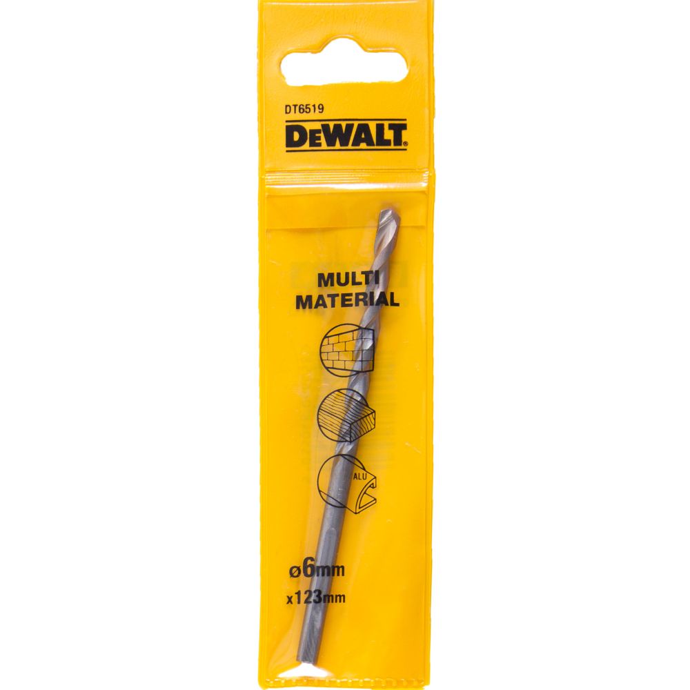 Сверло DEWALT DT6519, multimaterial универсальное TCT/HM 3 гранным хвостовиком, 6 x 123 x 93 мм