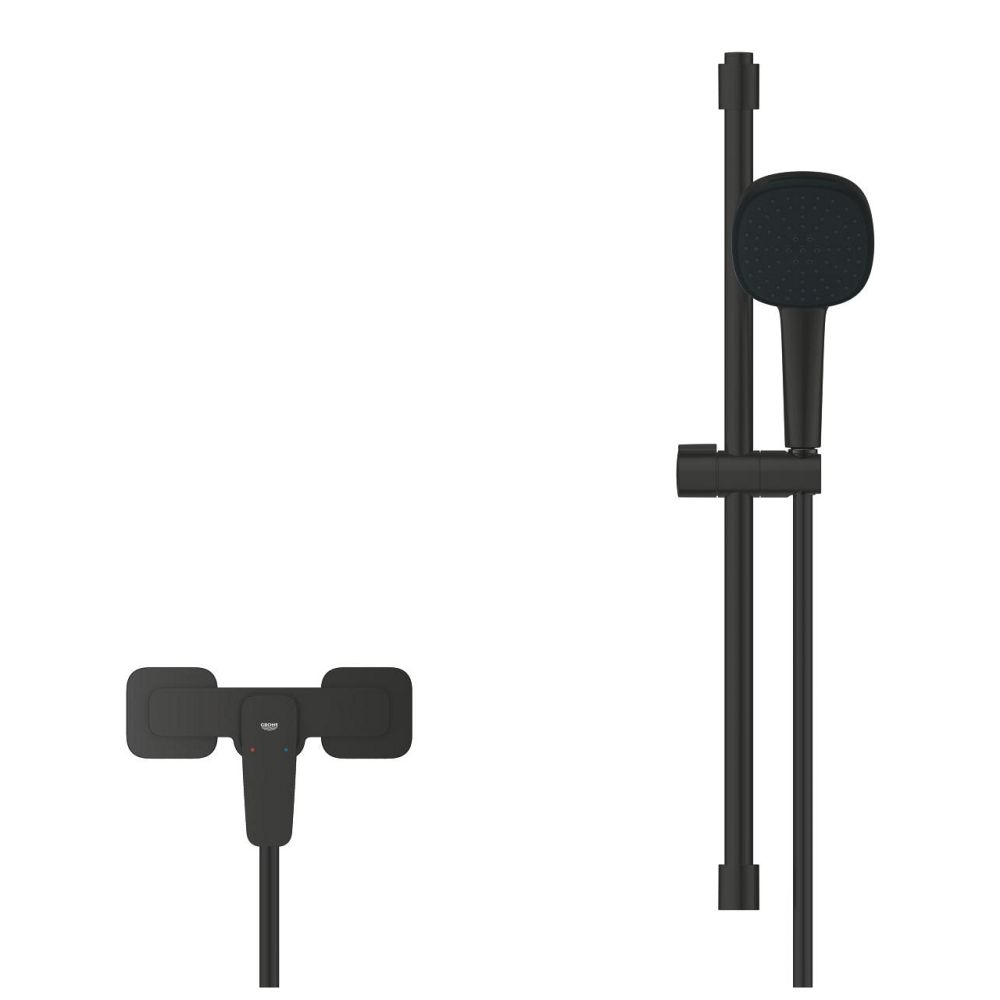 Смеситель для душа GROHE Cubeo с душевым гарнитуром, матовый черный (1018252430)