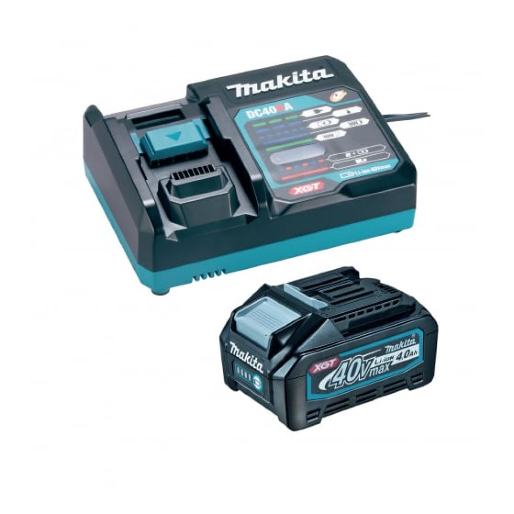 Набор Makita: аккумулятор BL4040, Li-Ion, 40 В, 4 Ач и быстрое зарядное устройство DC40RA, 40 В, 6 А, 191J67-0