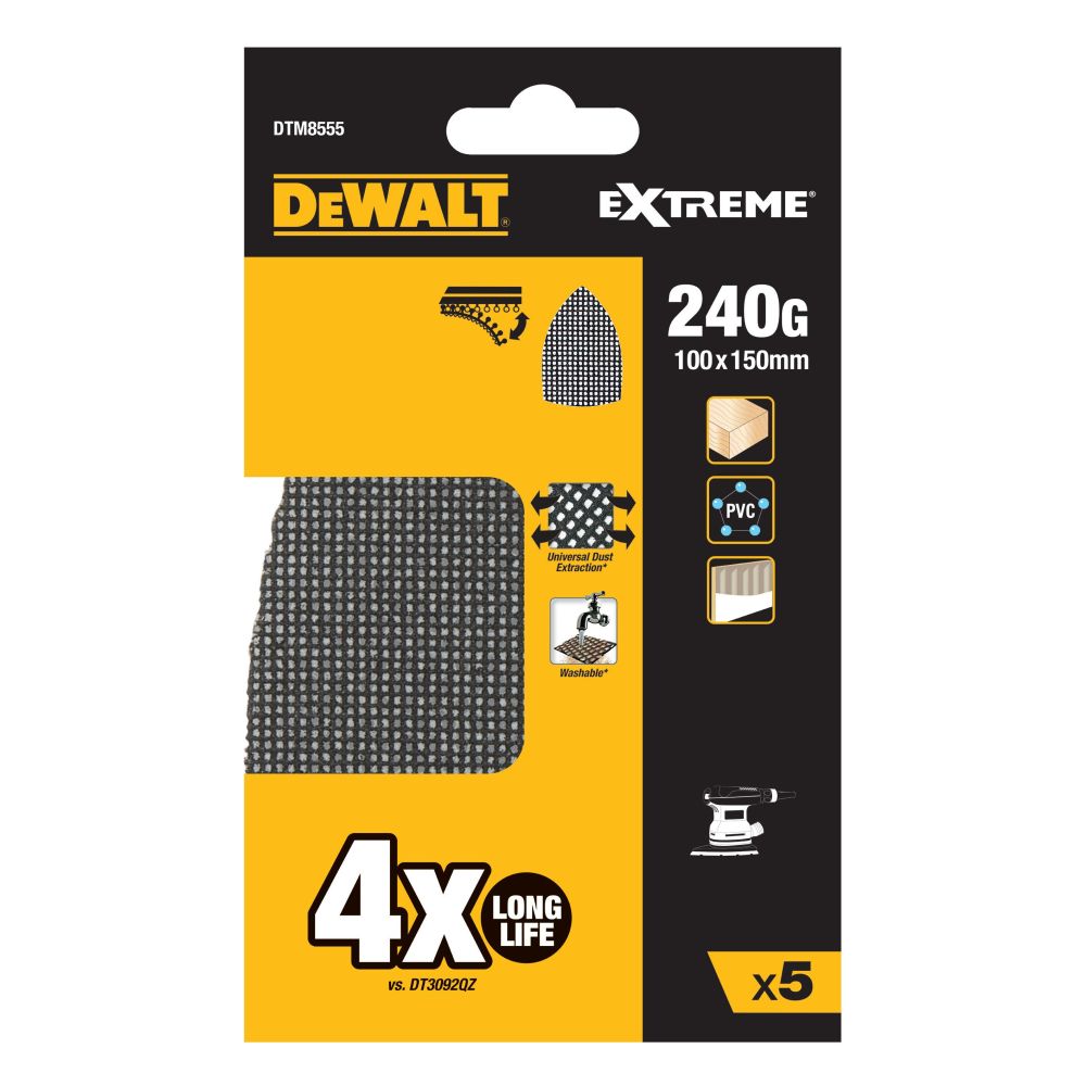 Сетчатые шлифлисты дельта DEWALT DTM8555, 100x150 мм, 240G, 5 шт. (DTM8555-QZ)