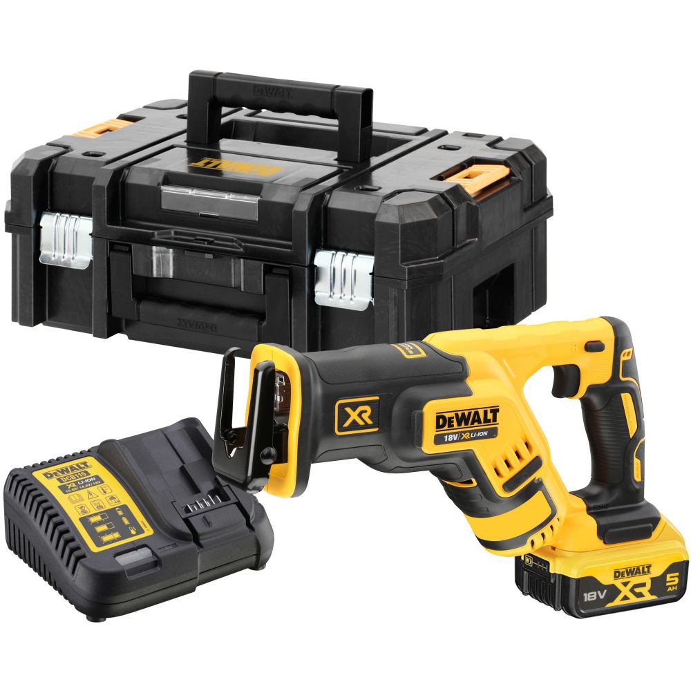 Аккумуляторная сабельная пила DEWALT DCS367P1, 18 В, 2900 ход/мин, 28.6 мм, с АКБ 5 Ач и ЗУ, в кейсе TSTAK (DCS367P1-QW)