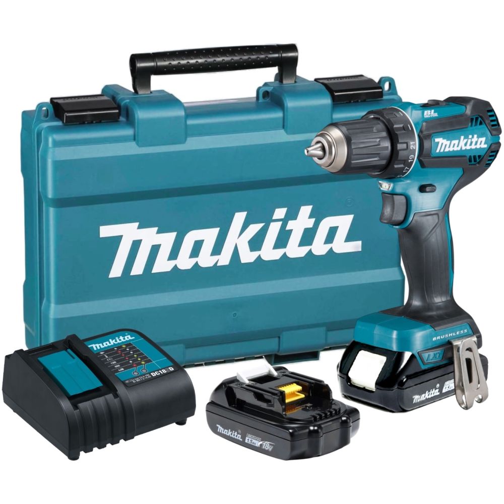 Аккумуляторная дрель-шуруповерт Makita DDF485SYE, 18 В, 1900 об/мин, с 2 АКБ 1.5 Ач и ЗУ, в кейсе