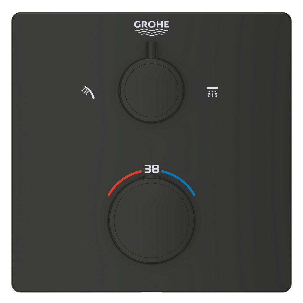 Внешняя часть термостата для душа GROHE Grohtherm на 2 потребителя, матовый черный (1022092430)
