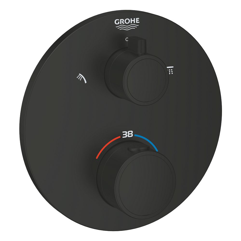Внешняя часть термостата для душа GROHE Grohtherm на 2 потребителя, круглая, матовый черный (1022082430)