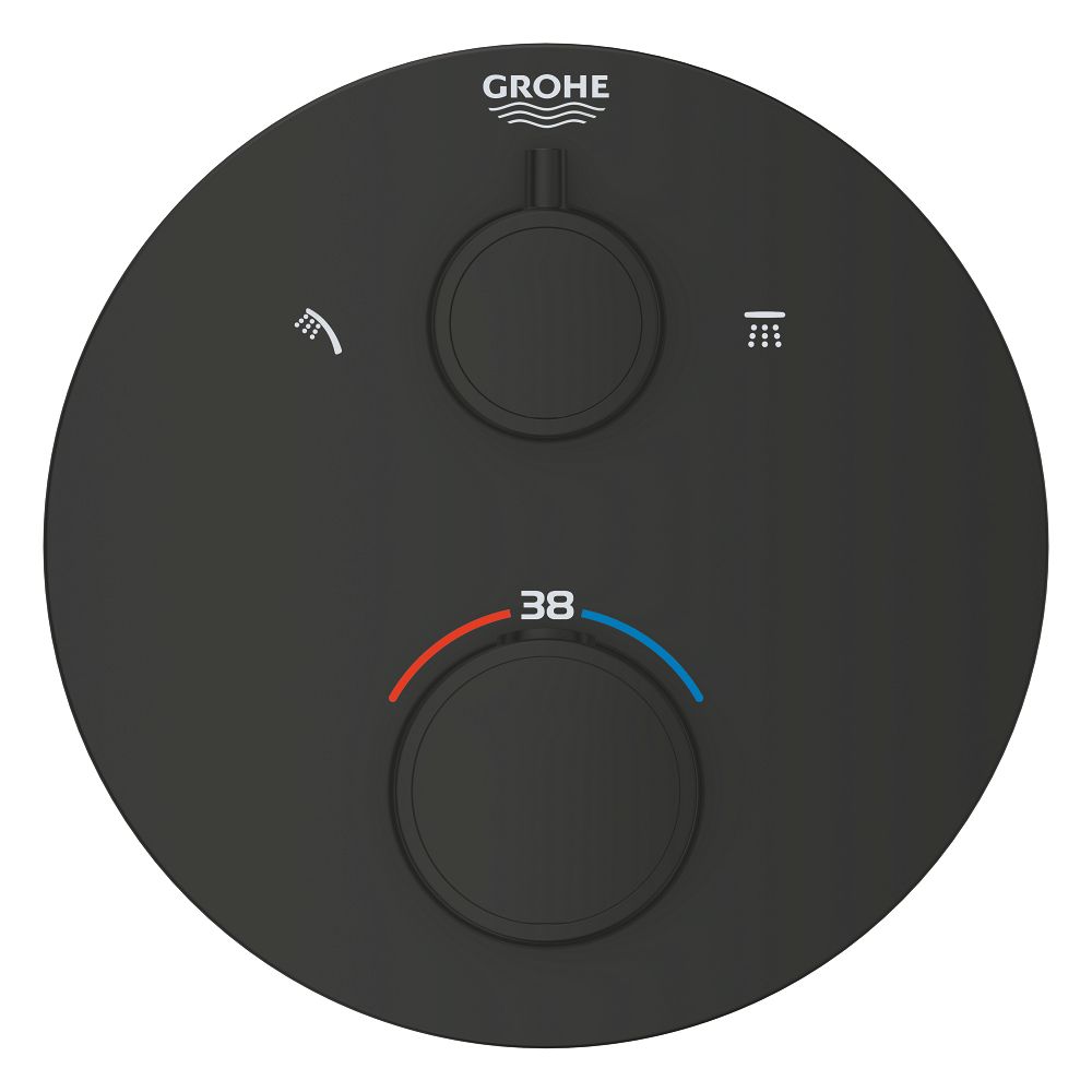 Внешняя часть термостата для душа GROHE Grohtherm на 2 потребителя, круглая, матовый черный (1022082430)