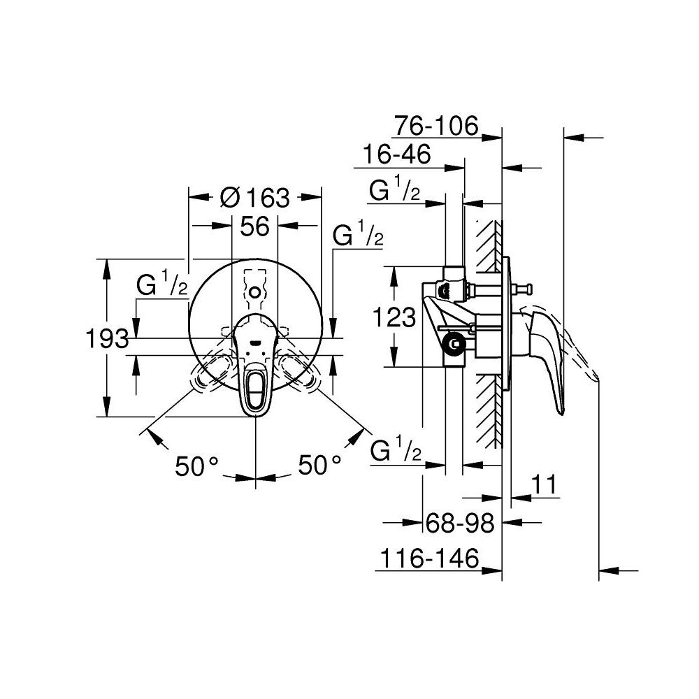 Смеситель для ванны GROHE Eurostyle, хром (33637003)
