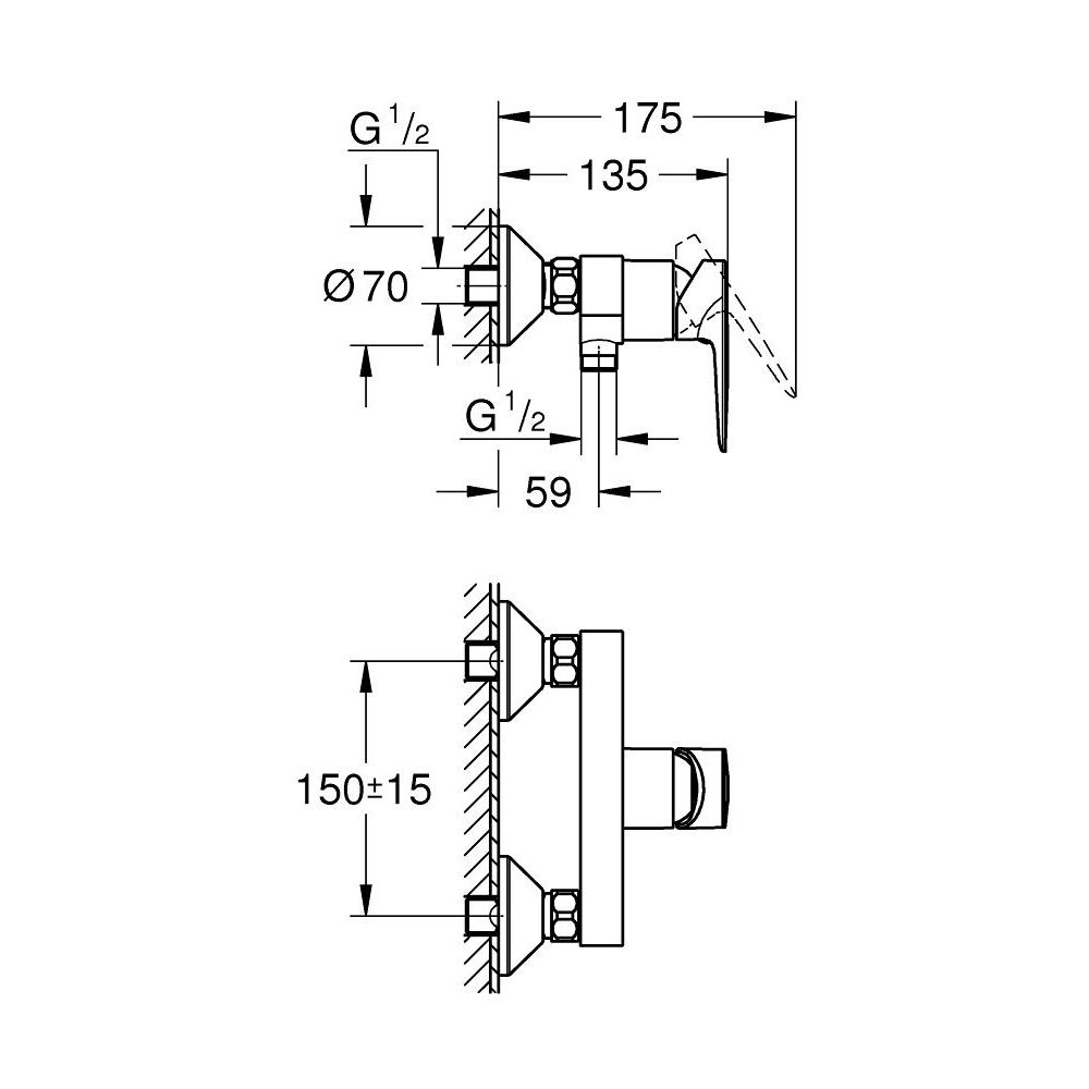 Смеситель для душа GROHE Start Edge, хром (24197001)