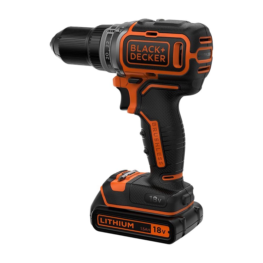 Аккумуляторная бесщеточная дрель-шуруповерт BLACK+DECKER BL186KB, 18.0 В, 2 Li-Ion аккумулятора 1.5 Ач