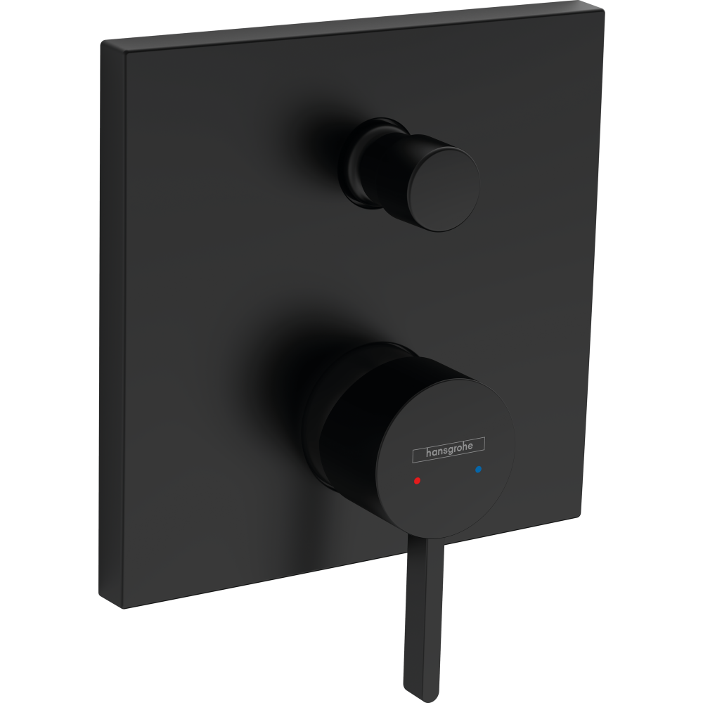 Внешняя часть смесителя для ванны hansgrohe Finoris скрытого монтажа, со встроенной защитной комбинацией EN1717 76416670, матовый черный