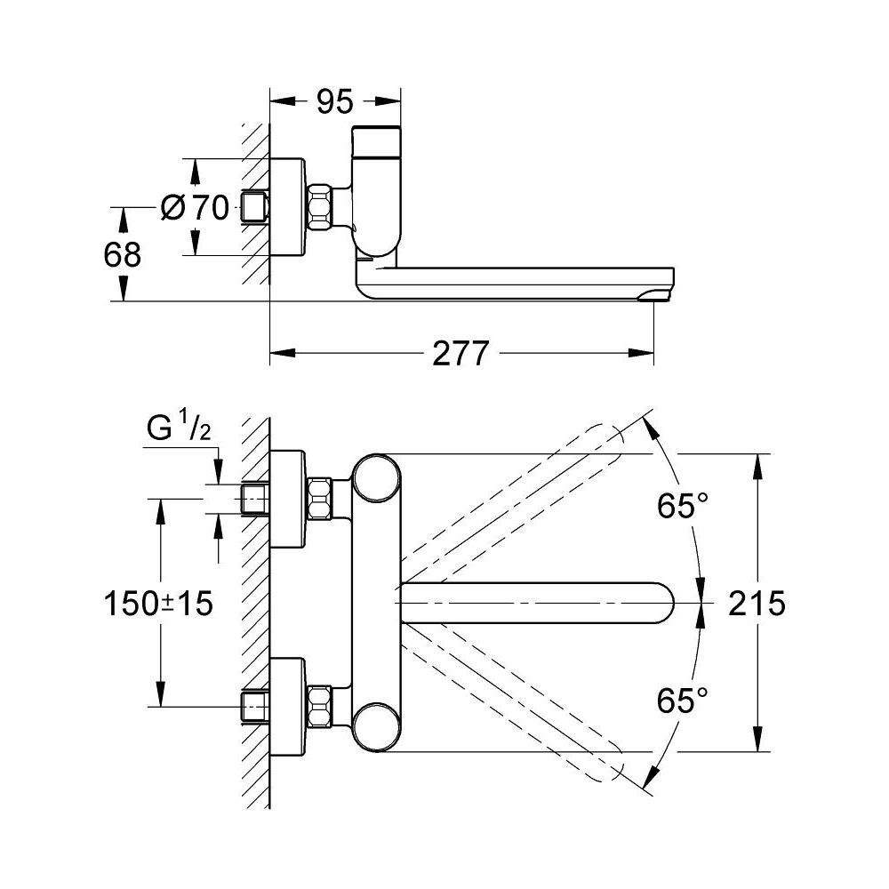 Смеситель для раковины GROHE Eurosmart Cosmopolitan T автоматический, хром (36319000)