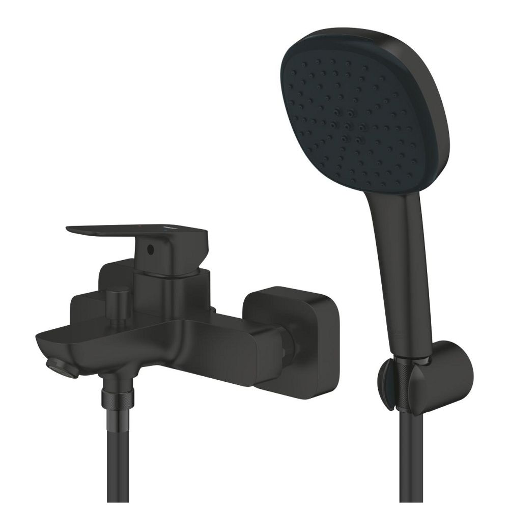 Смеситель для ванны GROHE Cubeo с душевым гарнитуром, черный матовый (1018142430)