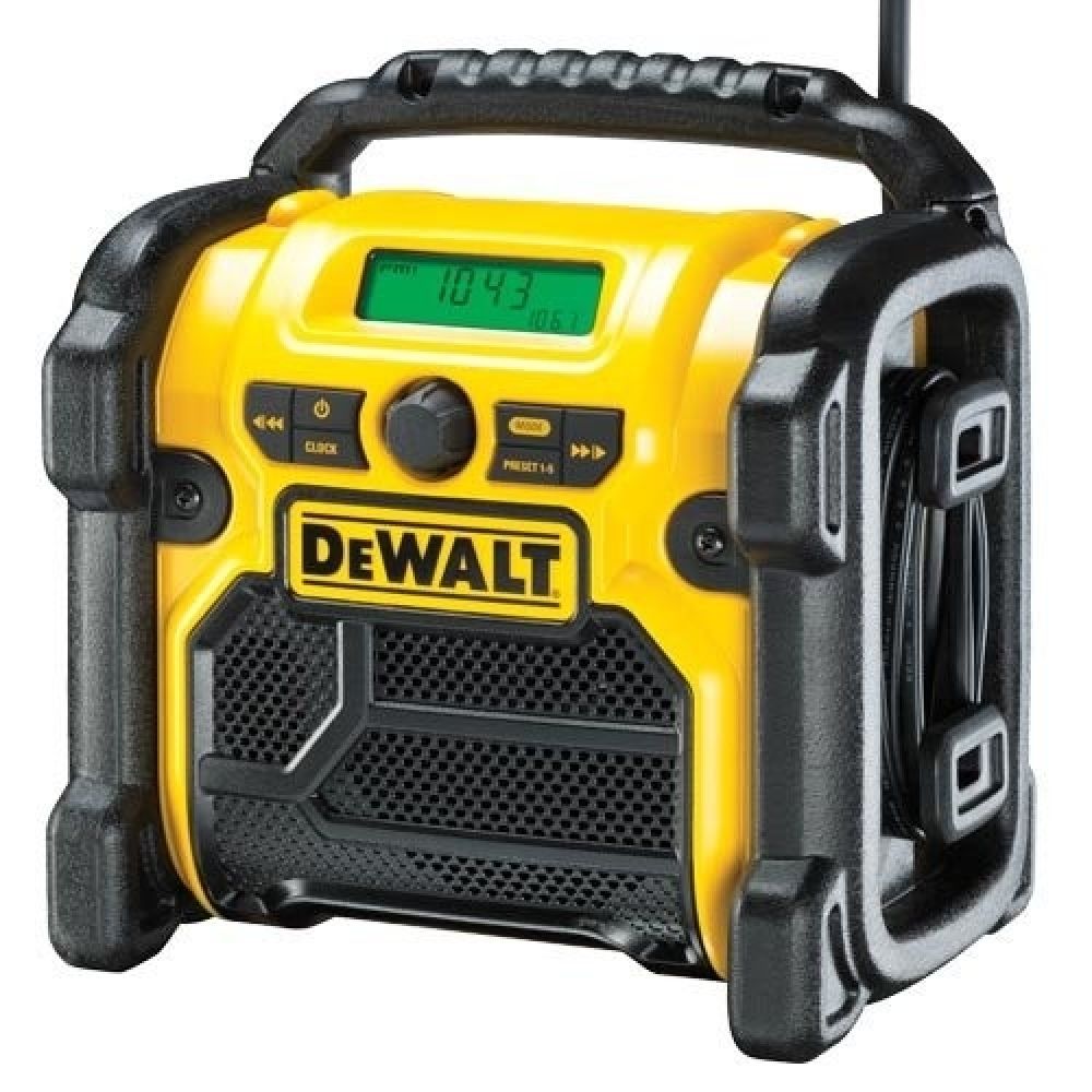 Аккумуляторный радиоприемник DEWALT, 12/18 В, с возможностью работы от сети, без АКБ и ЗУ, DCR020