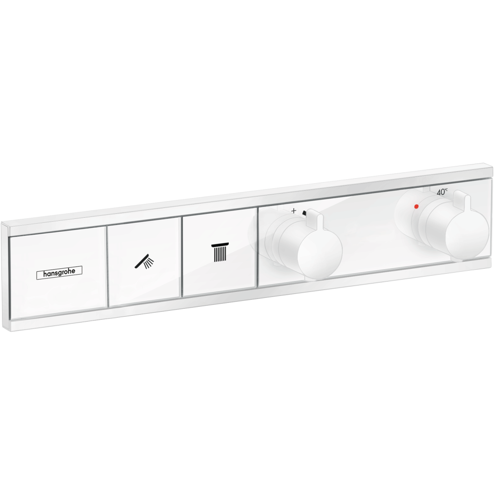 Внешняя часть термостата для душа hansgrohe RainSelect скрытого монтажа на 2 потребителя 15380700, матовый белый