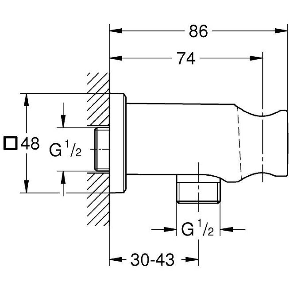 Подключение для душевого шланга с держателем ручного душа GROHE Euphoria, квадр. розетка (26659000)