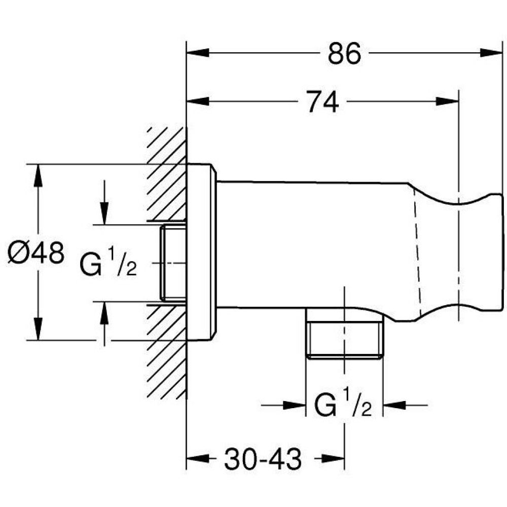 Подключение для душевого шланга с держателем ручного душа GROHE Rainshower, кругл. розетка (26658000)
