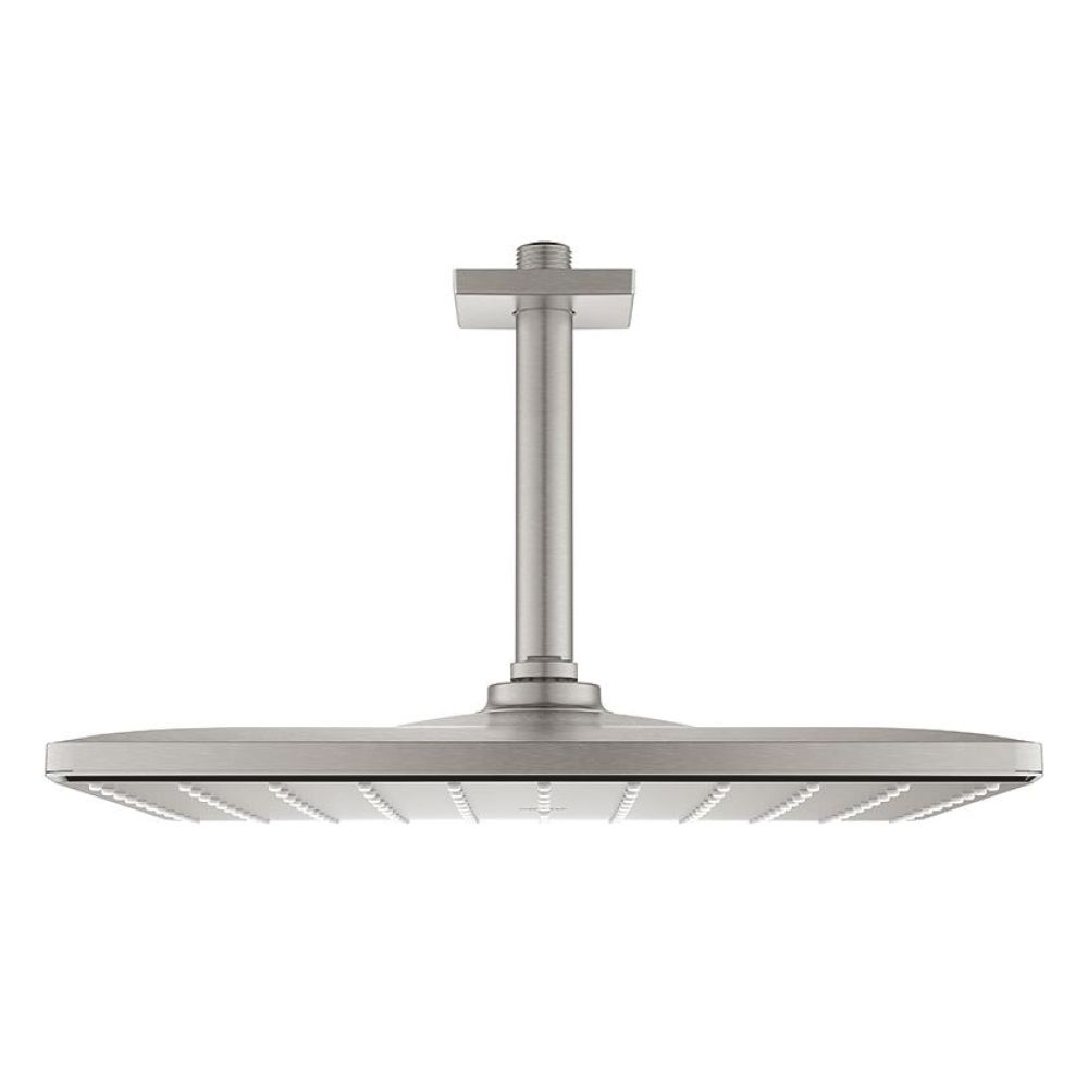 Верхний душ GROHE Rainshower 310 Mono с душевым кронштейном, 9,5 л/мин, 1 режим, 142 мм, суперсталь (26566DC0)