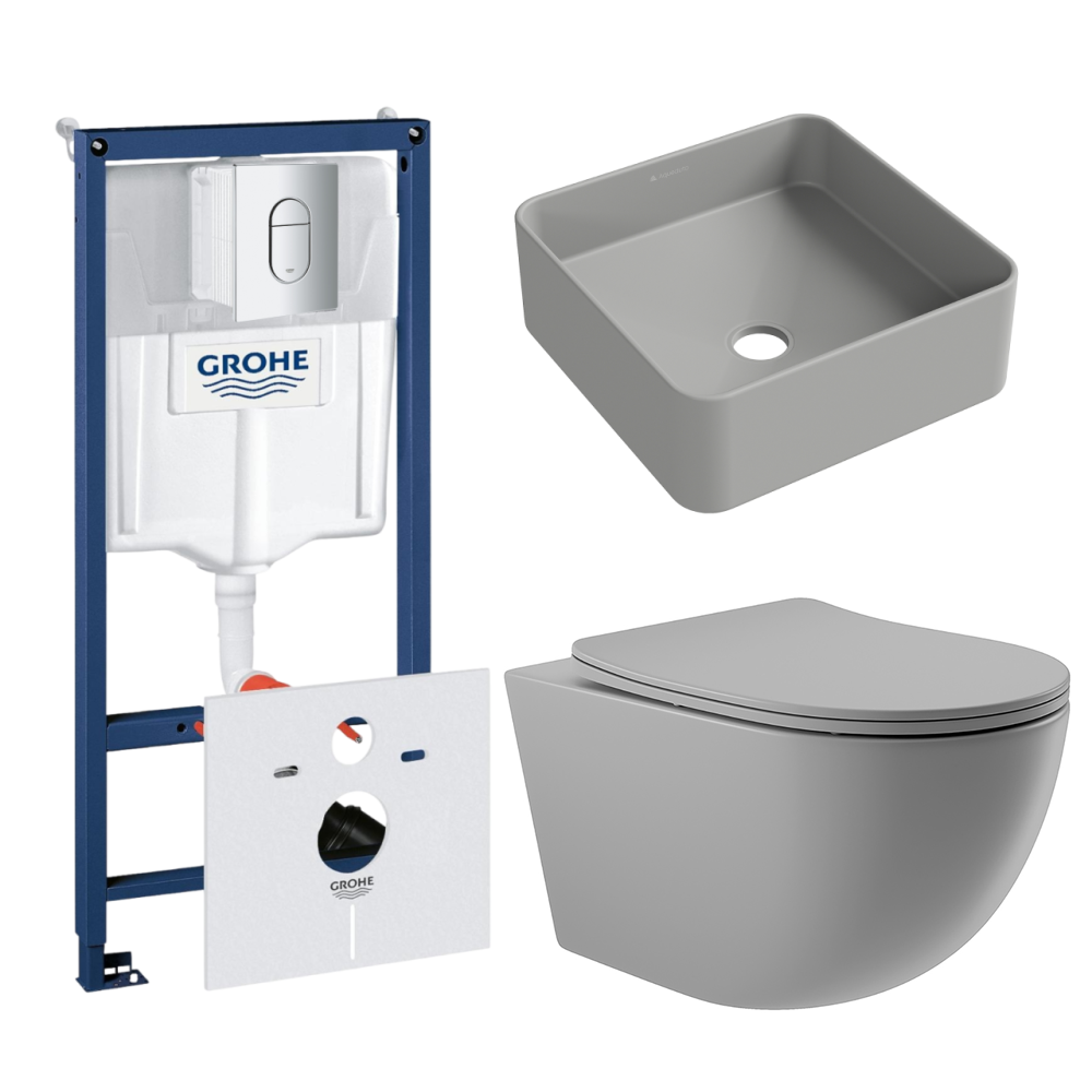 Комплект инсталляции GROHE Rapid SL NW0145/S с унитазом Aqueduto OVO OVOT2130 и раковиной Aqueduto ESPIRAL ESP0330 (NW0583)