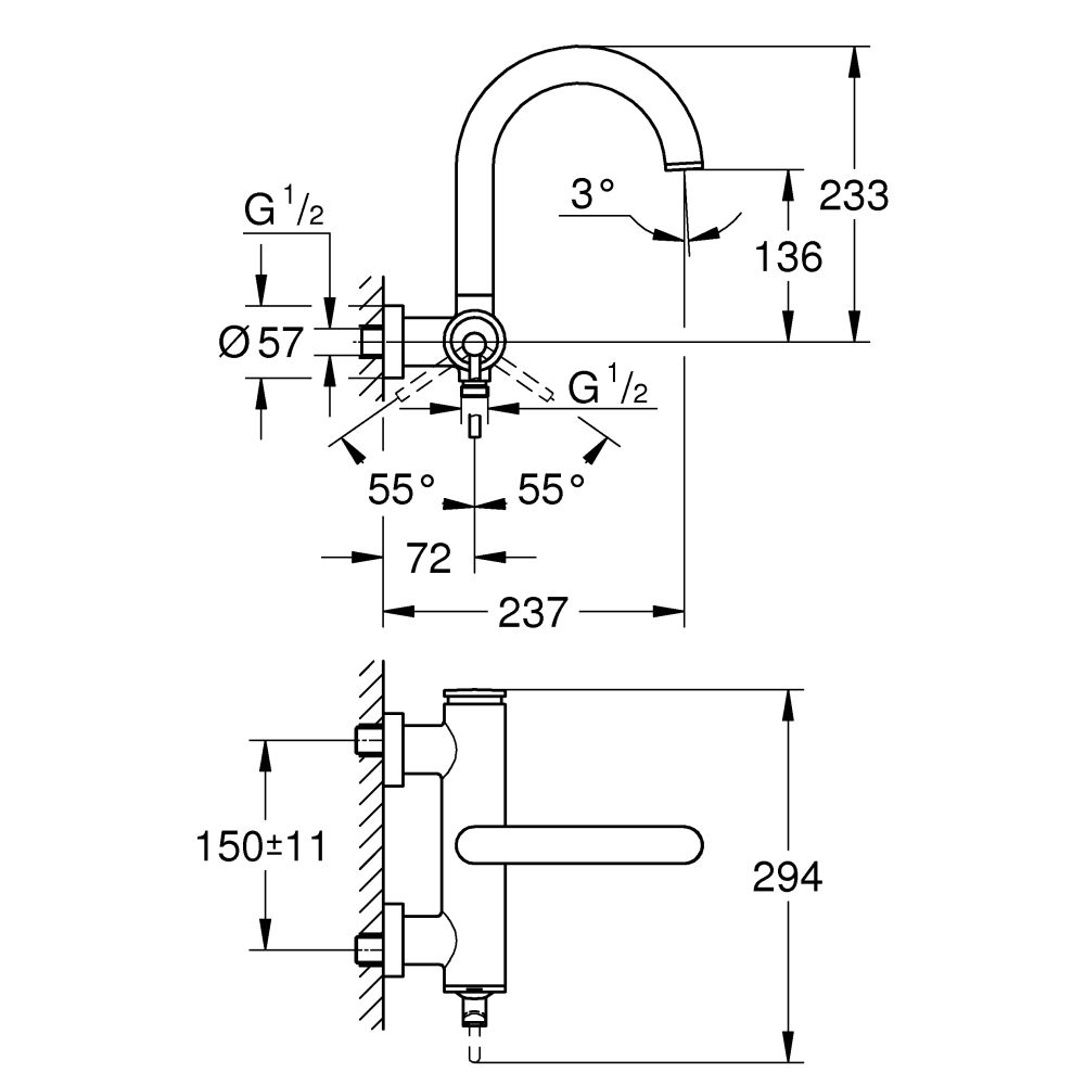Смеситель для ванны GROHE Atrio внешнего монтажа, хром (32652003)
