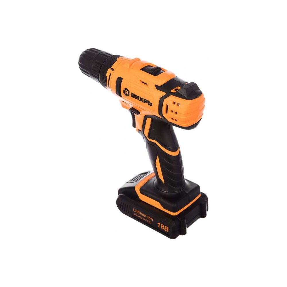 Дрель-шуруповерт Вихрь ДА-18Л-2, 18 В, 45 Нм, 1400 об/мин, с АКБ 2 Ач и ЗУ, 72/14/16