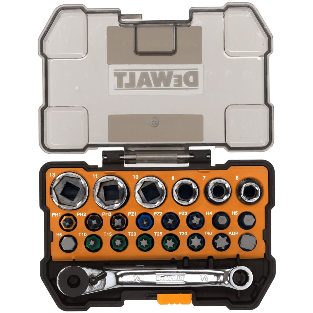 Набор бит и торцевых головок DEWALT McLaren Limited Edition DT70906, 23 шт., в кейсе (DT70906-QZ)