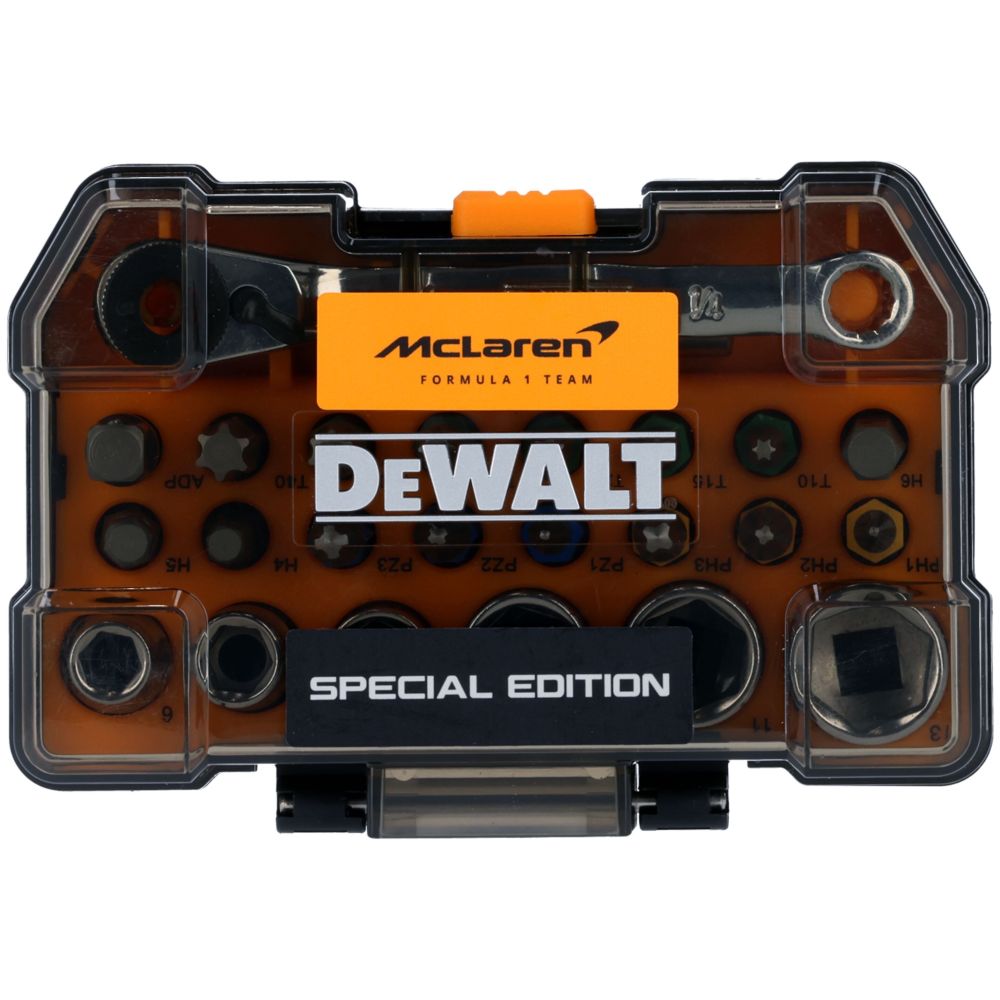 Набор бит и торцевых головок DEWALT McLaren Limited Edition DT70906, 23 шт., в кейсе (DT70906-QZ)