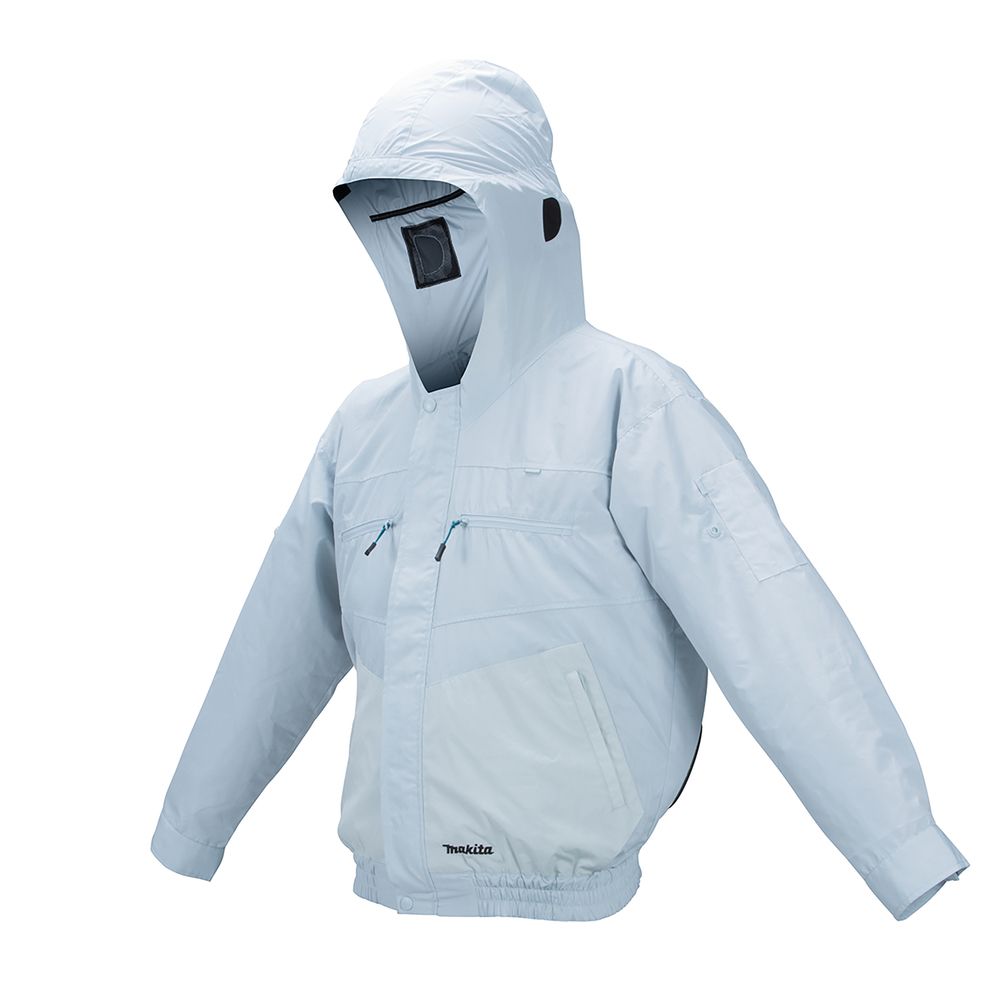 Аккумуляторная куртка Makita из водоотталкивающей ткани с охлаждением CXT/LXT, 12В/18В, XL, белая, без АКБ и З/У, DFJ211ZXL