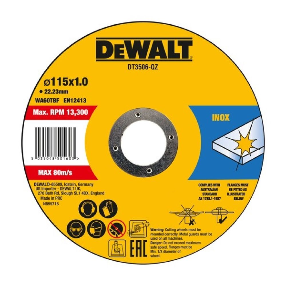 Отрезной диск DEWALT DT3506, 115 x 1 мм, 10 шт. в жестяной упаковке