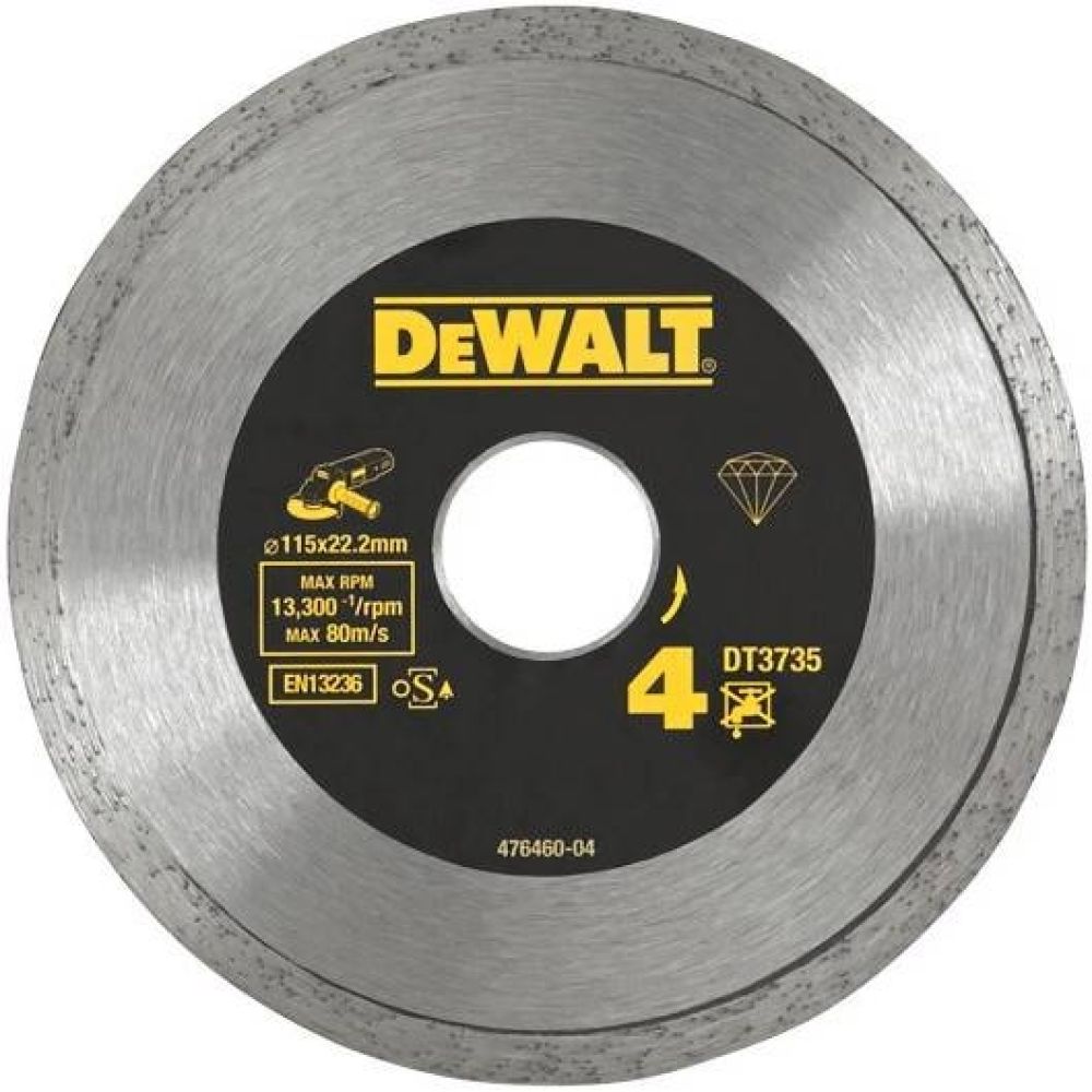 Алмазный круг сплошной по керамике DEWALT DT3735, 115 x 22.2 мм, h=7