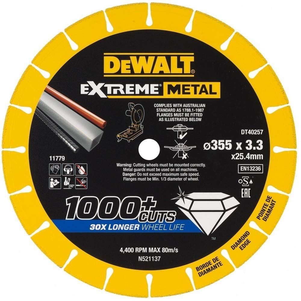 Алмазный диск отрезной DEWALT DT40257, по металлу 355 x 25.4