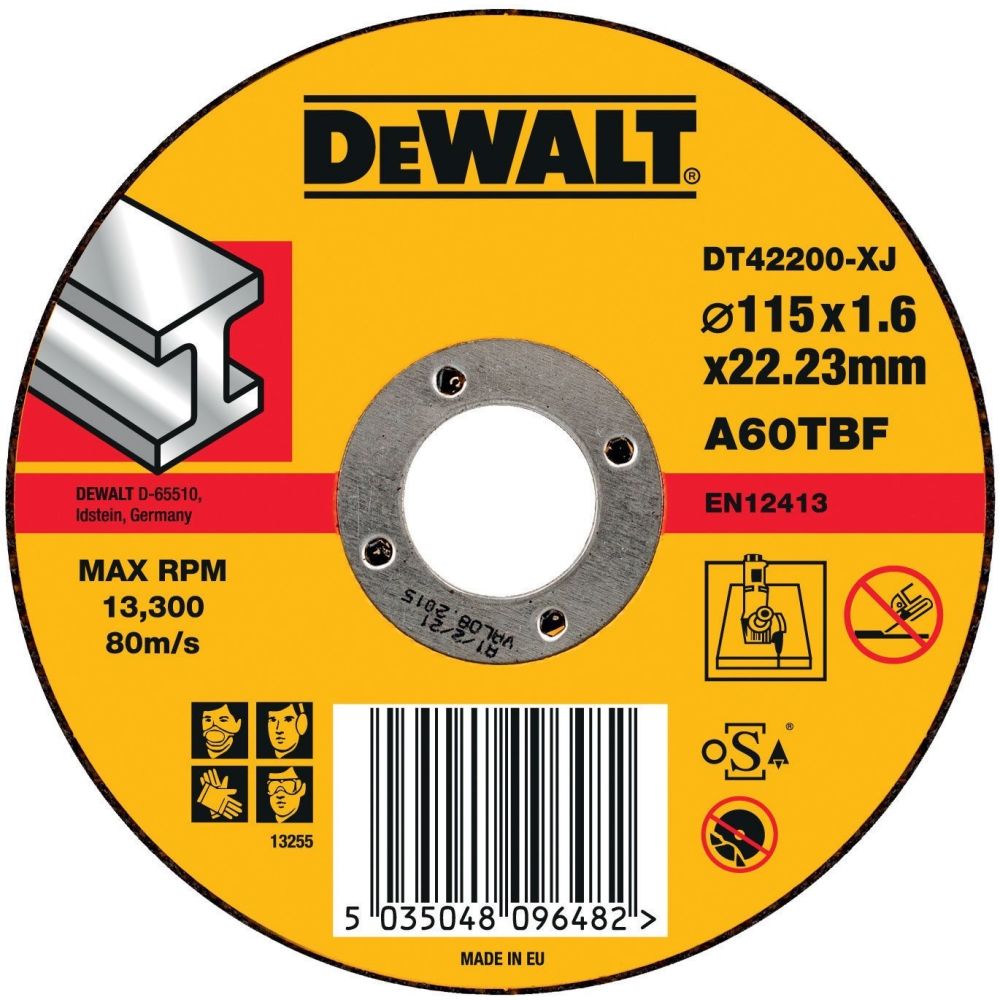 Круг отрезной DEWALT DT42200, по металлу, 115 x 22.2 x 1.6 мм, тип 1