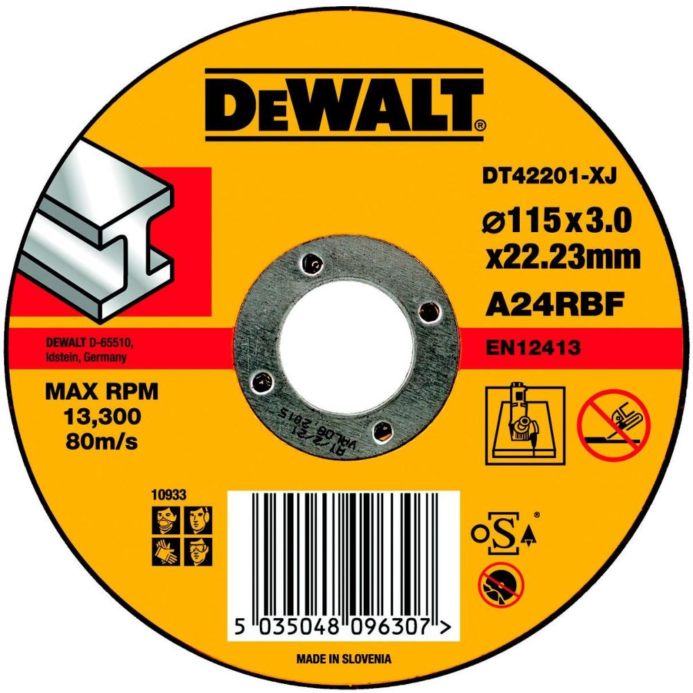 Круг отрезной DEWALT DT42201, по металлу, 115 x 22.2 x 3 мм, тип 1
