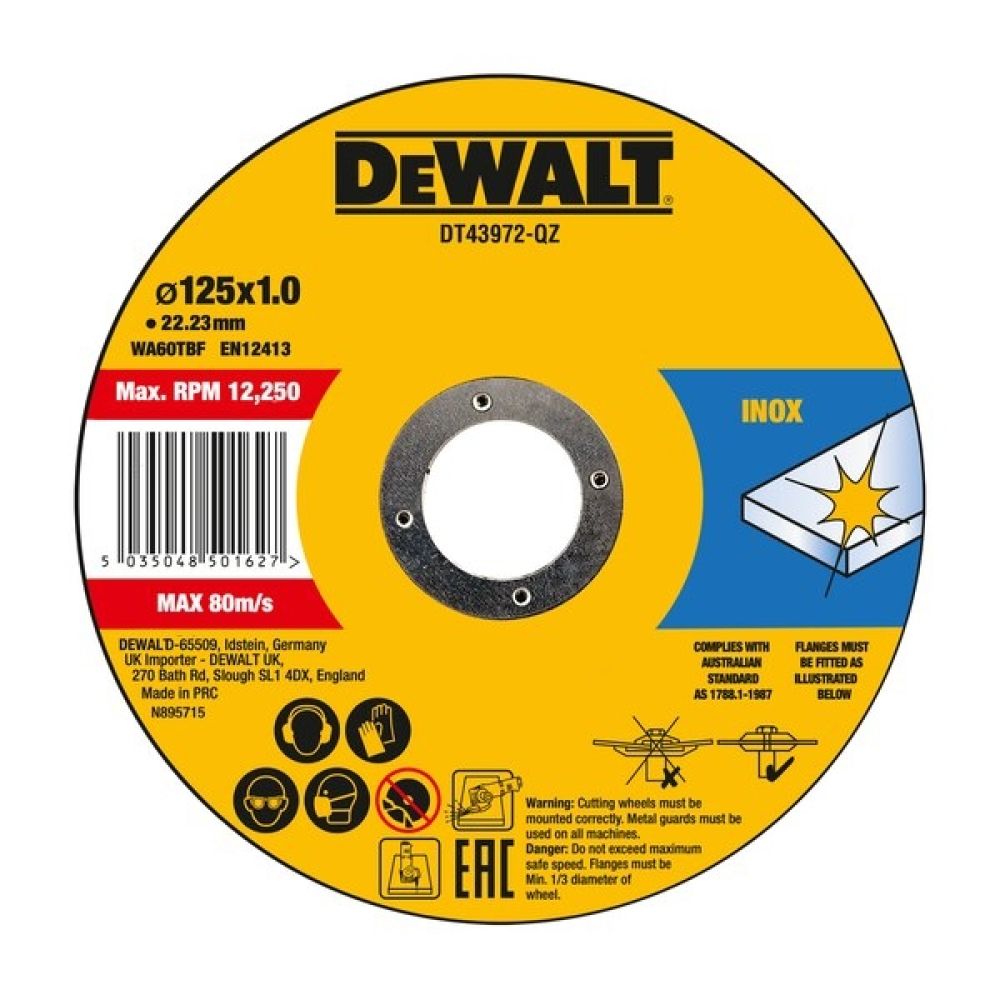 Отрезной диск DEWALT DT43972, 125 x 1 мм, 10 шт. в жестяной упаковке