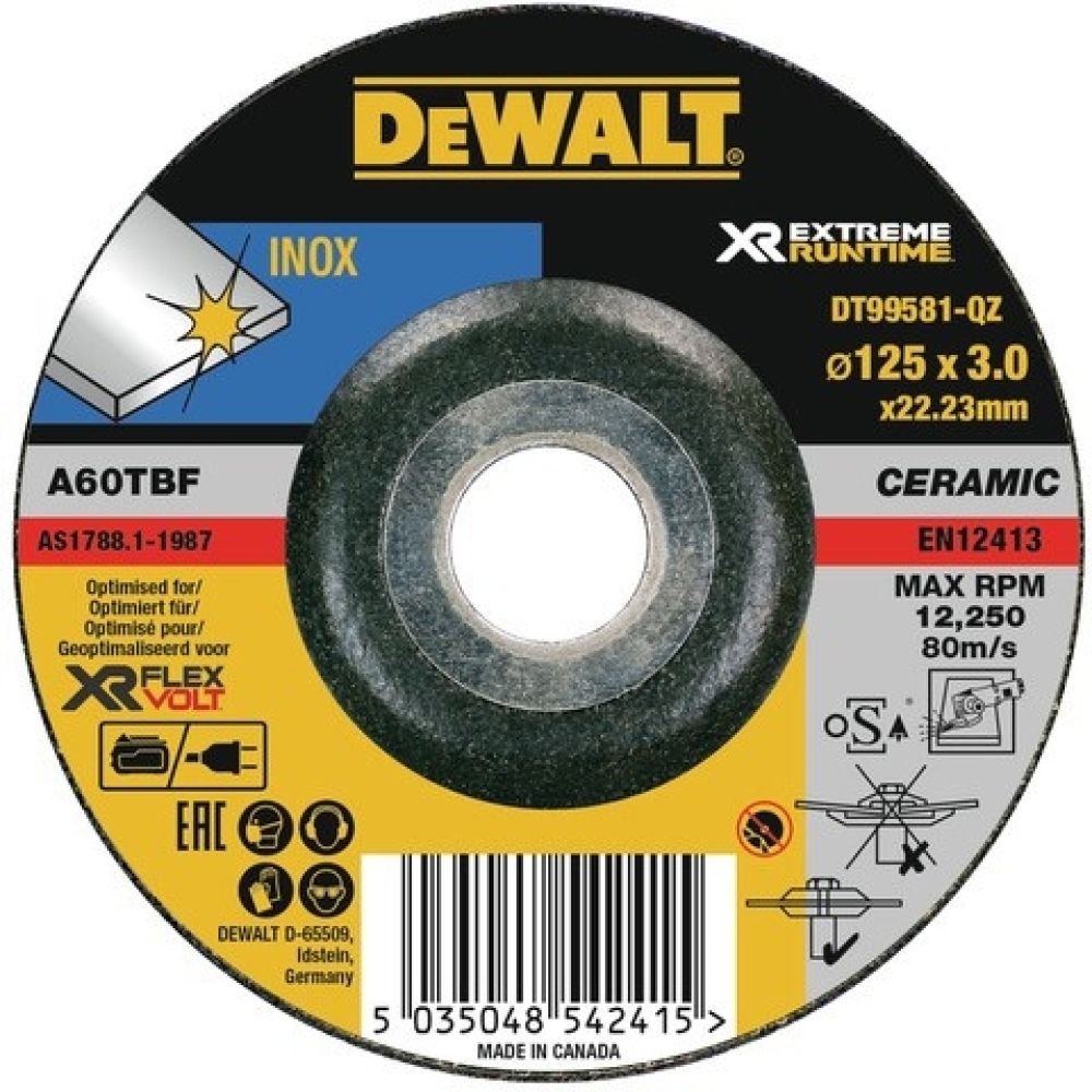 Круг обдирочный по металлу DEWALT DT99581, EXTREME RUNTIME, 125 x 3 мм