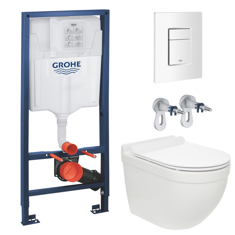 Комплект инсталляции GROHE Rapid SL 38772SH0 с унитазом AQUAme AQM2010 и сиденьем с микролифтом, смыв Quiet (NW0289)