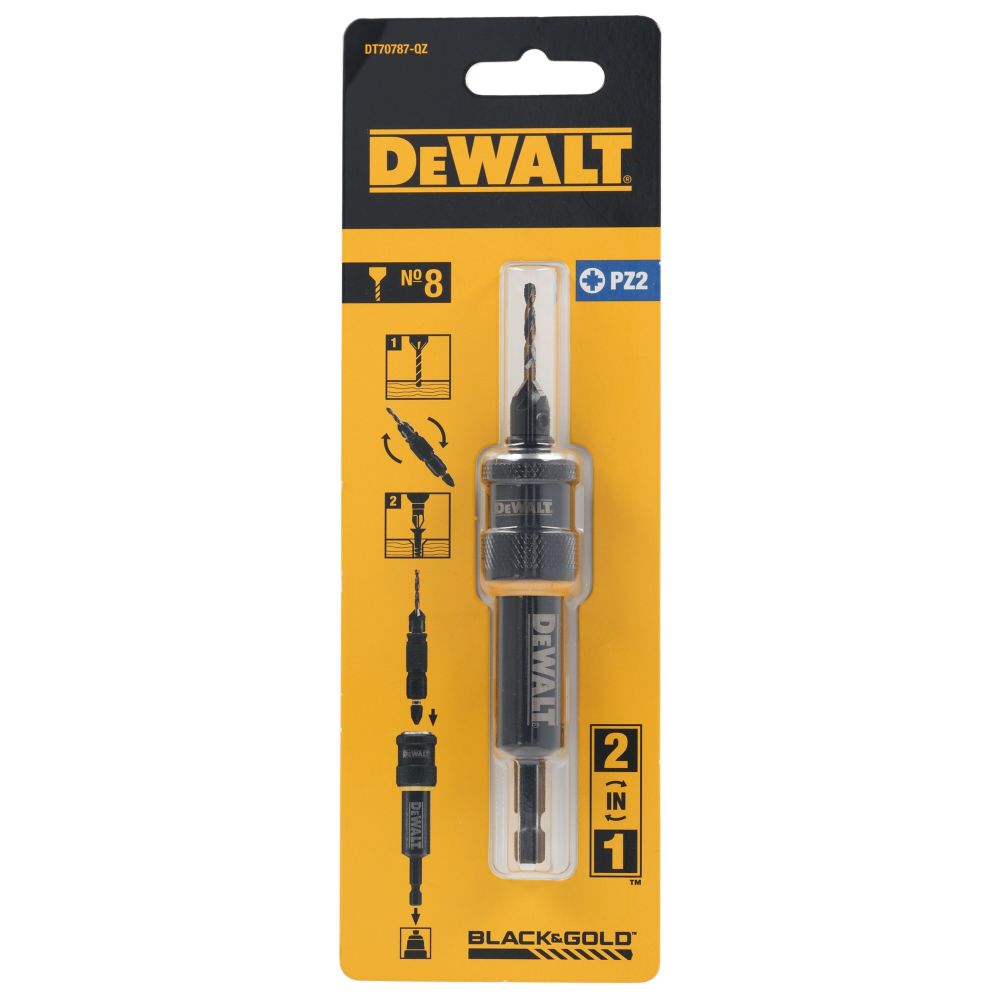 Быстросменный узел DEWALT Flip&Drive DT70787: бита PZ2, 25 мм + пилотное сверло с зенкером, 2.77 мм