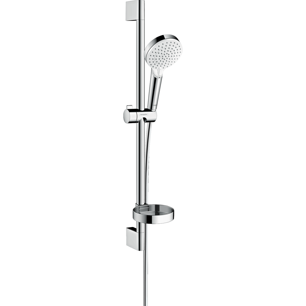 Душевой гарнитур hansgrohe Crometta 100 2jet Vario со штангой 65 см и мыльницей 26553400, белый/хром
