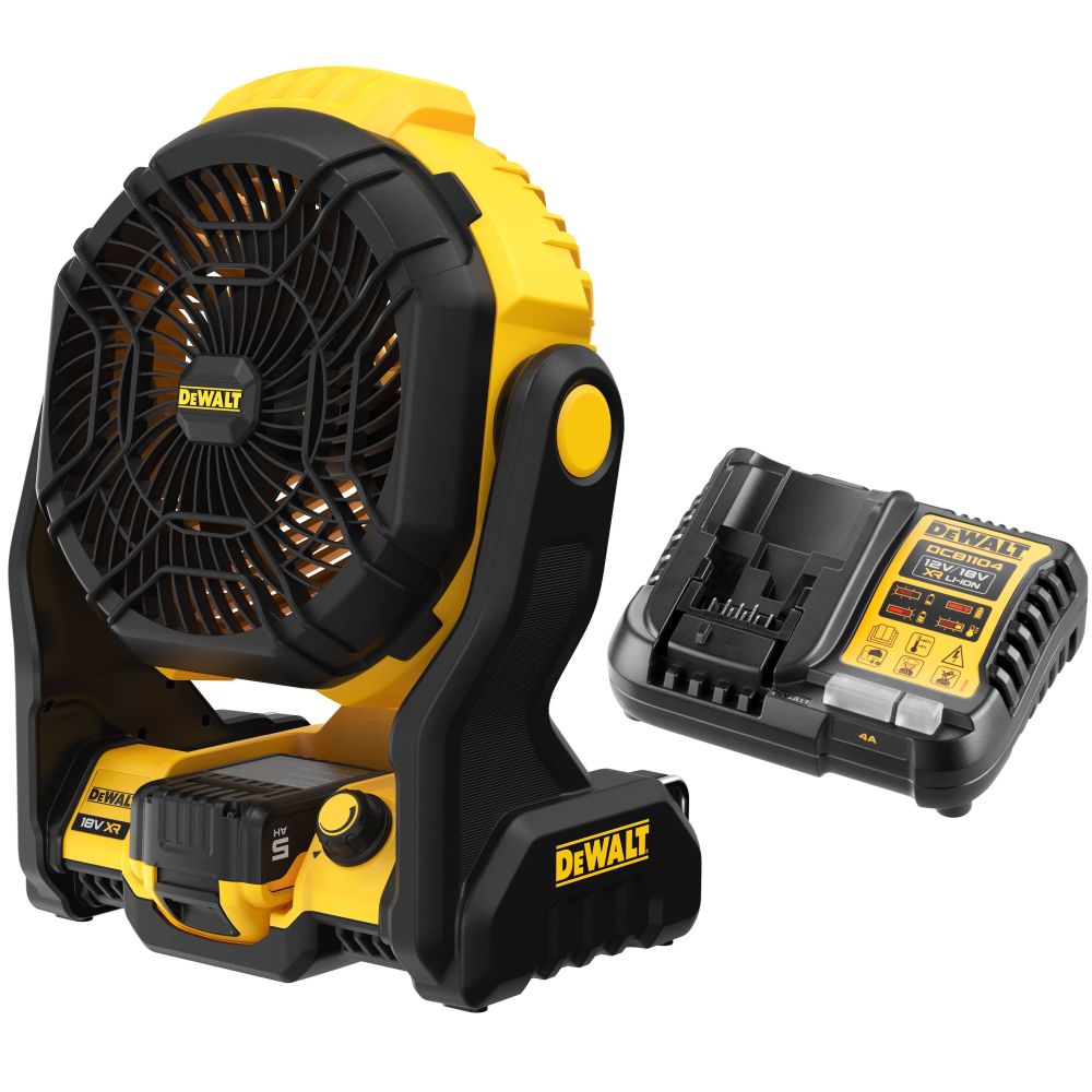 Аккумуляторный вентилятор DEWALT DCE512P1, 18 В, 28 м³/мин, c АКБ 5 Ач и ЗУ