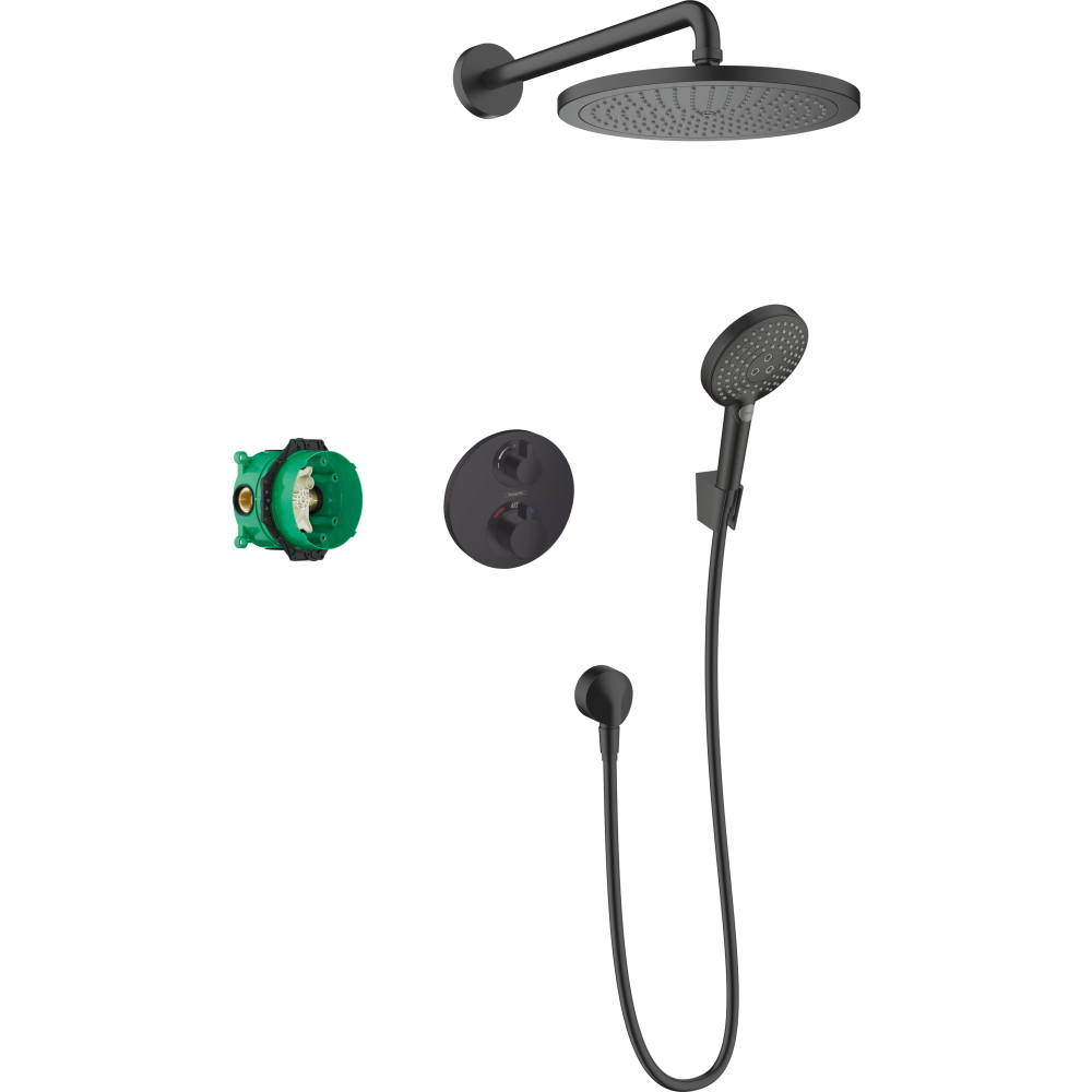 Душевая система hansgrohe Croma 280 1jet скрытого монтажа с термостатом 27961670, матовый черный