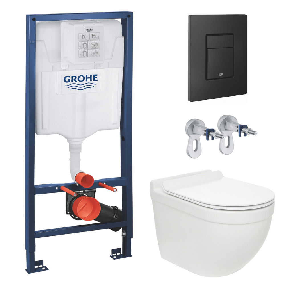 Комплект инсталляции GROHE Solido 38811KF0 с унитазом AQUAme AQM2010 и сиденьем с микролифтом, смыв Quiet (NW0301)