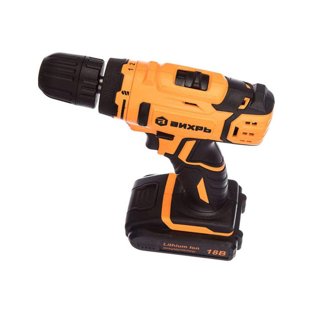 Дрель-шуруповерт Вихрь ДА-18Л-2, 18 В, 45 Нм, 1400 об/мин, с АКБ 2 Ач и ЗУ, 72/14/16