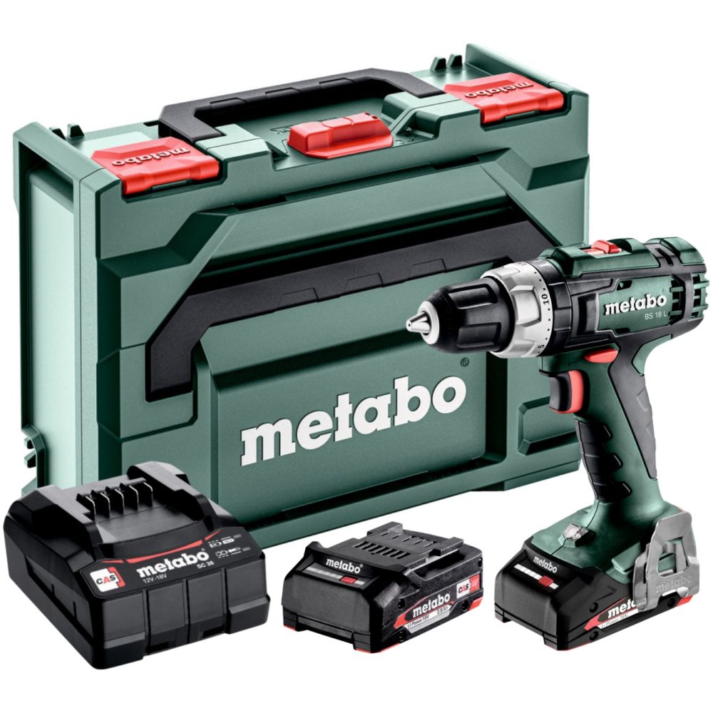 Аккумуляторная дрель-шуруповерт Metabo BS 18 L, 18 В, 1850 об/мин, с 2 АКБ 2 Ач и ЗУ, в кейсе metaBOX (614051500)