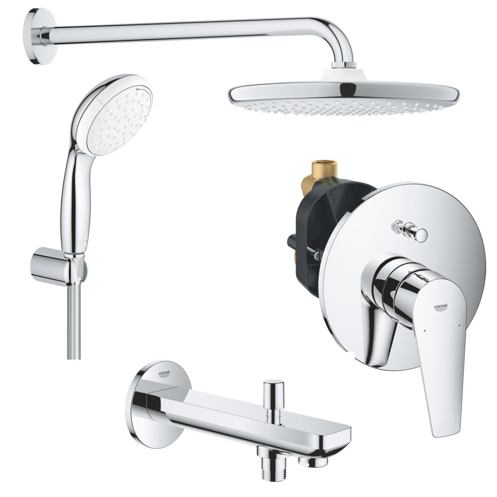 Душевая система GROHE BauEdge со смесителем для ванны, хром (1000190)
