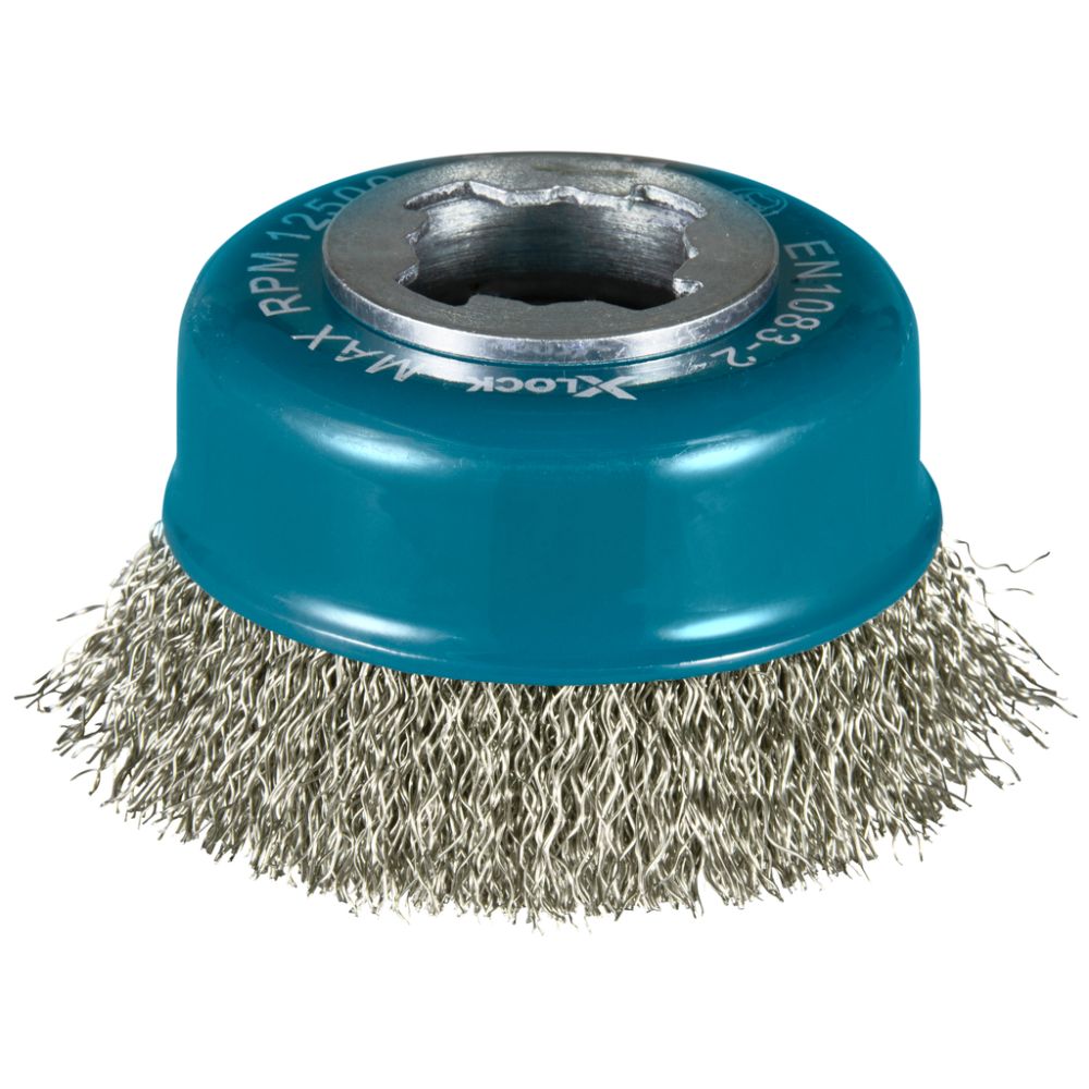 Щетка проволочная чашечная Makita X-lock (d75 мм, толщина проволоки 0, 3 мм, гофрированная, нержавейка), D-73346