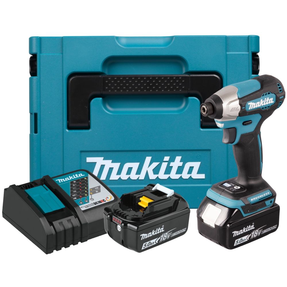Аккумуляторный шуруповерт Makita DTD157RTJ, 18 В, 140 Нм, 4100 уд/мин, с 2 АКБ 5 Ач и ЗУ, в кейсе MakPac