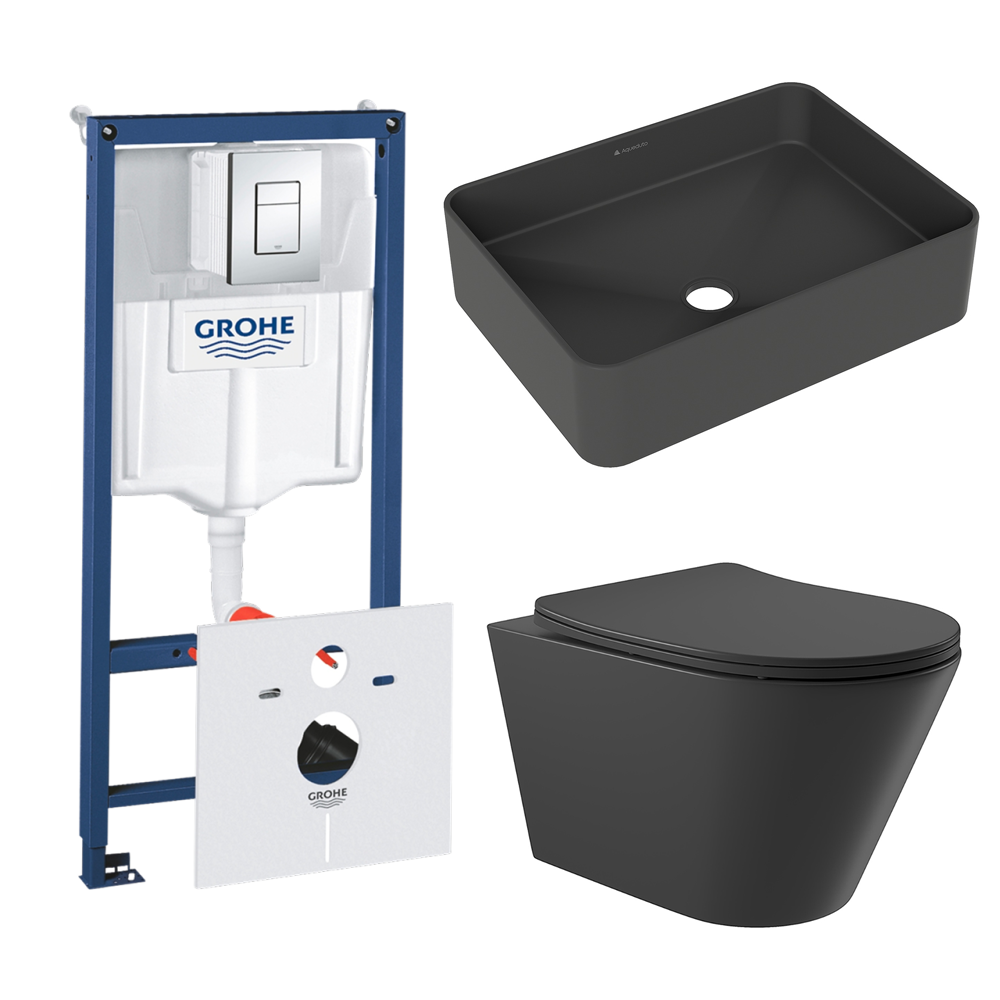 Комплект инсталляции GROHE Rapid SL 38775001 с унитазом Aqueduto CONE CONT2140 и раковиной Aqueduto ESPIRAL ESP0440 (NW0638)