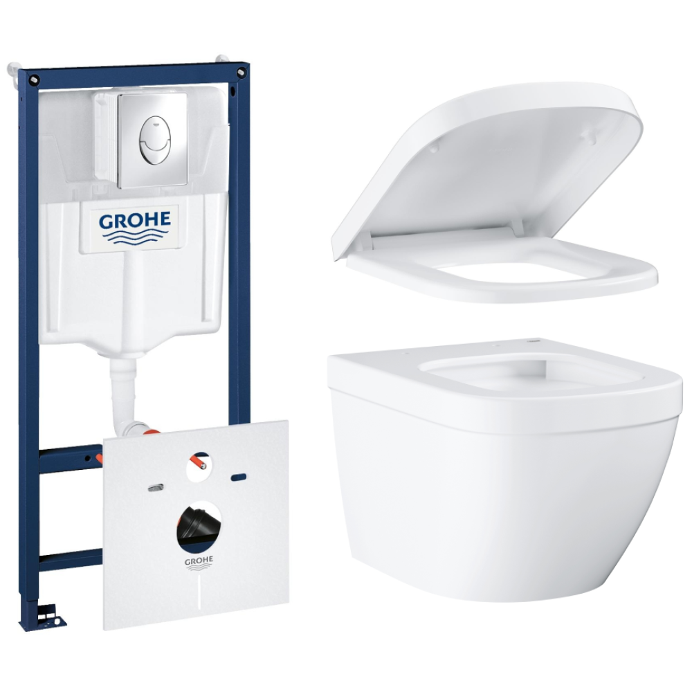 Комплект инсталляции GROHE Rapid SL 4 в 1 с унитазом Euro Ceramic и сиденьем с микролифтом (NW0133)